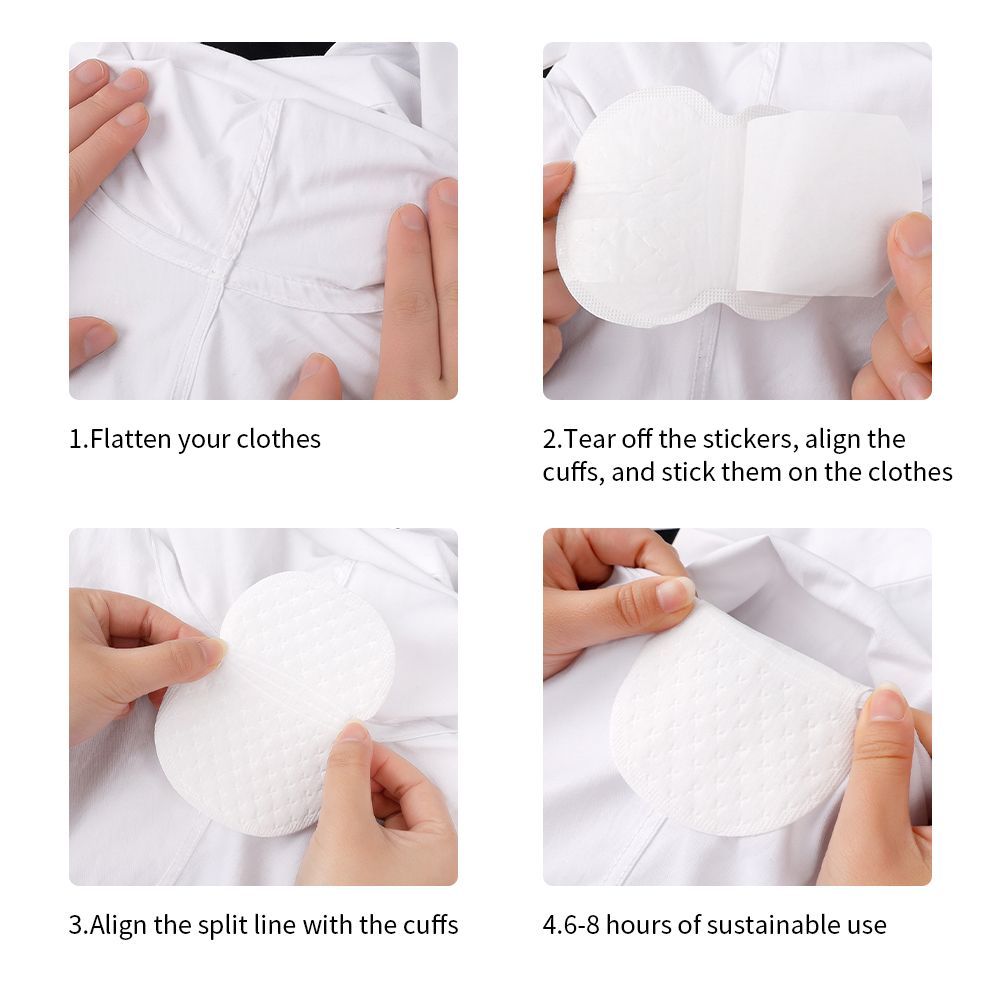 Disposable Non-Woven Invisible Armpit Sweat Absorbent Stickers / Deodorant Fabric Cotton Underarm Care Absorb Sweat Self-Adhesive Pads