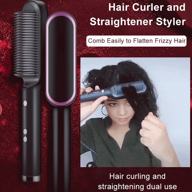 Hair Electric Straightener & Curl Comb