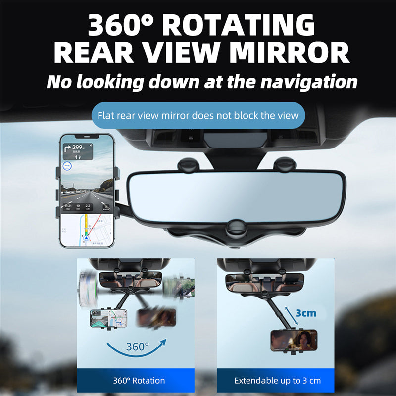 Rotatable Rear Mirror Car Phone Holder