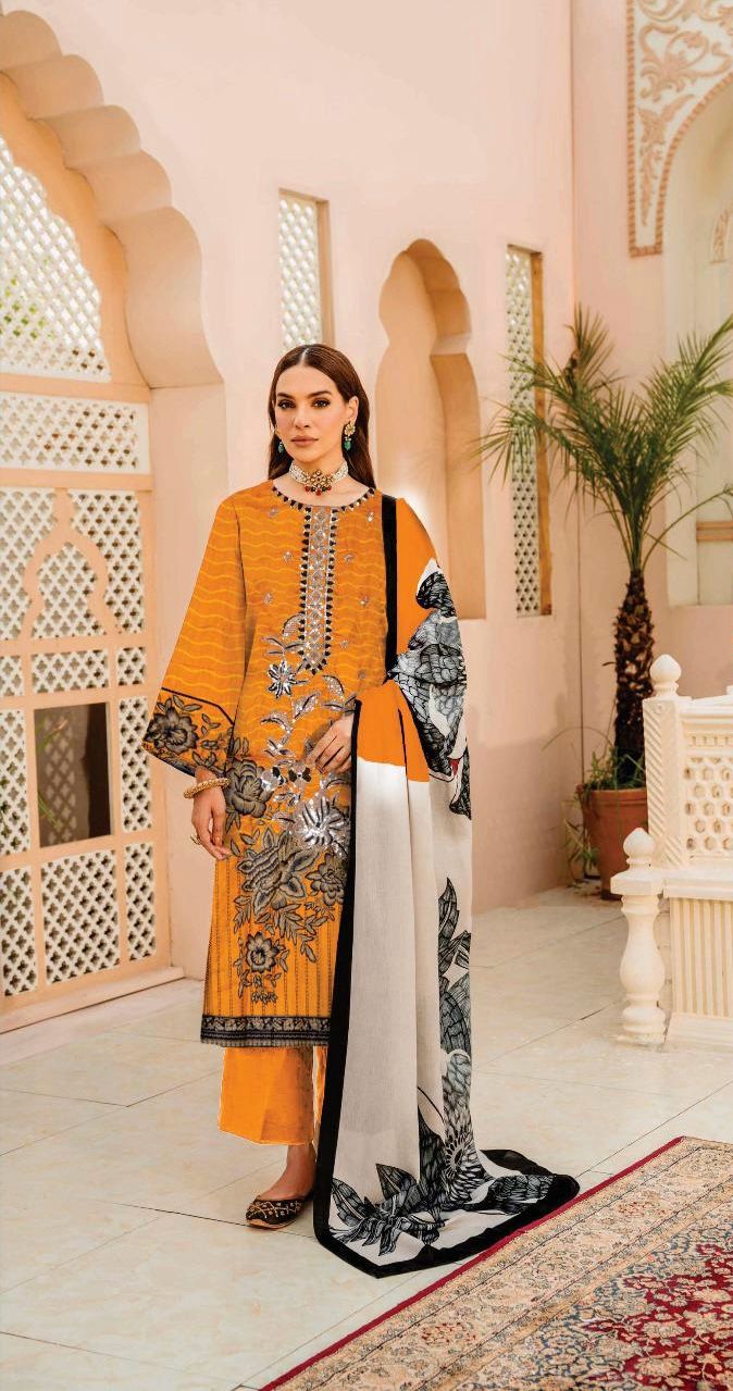 3 PECE Summer Lawn Neck Embroidered Collection 2024