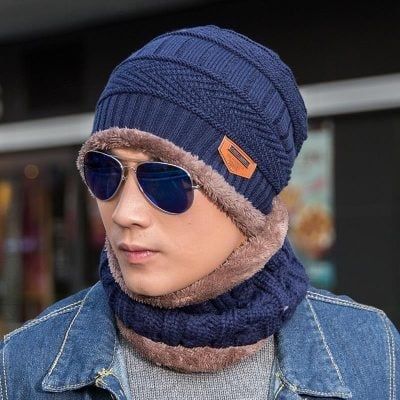 Woolen Beanie Cap Plus Neck Scarf - Warm & Snow Proof